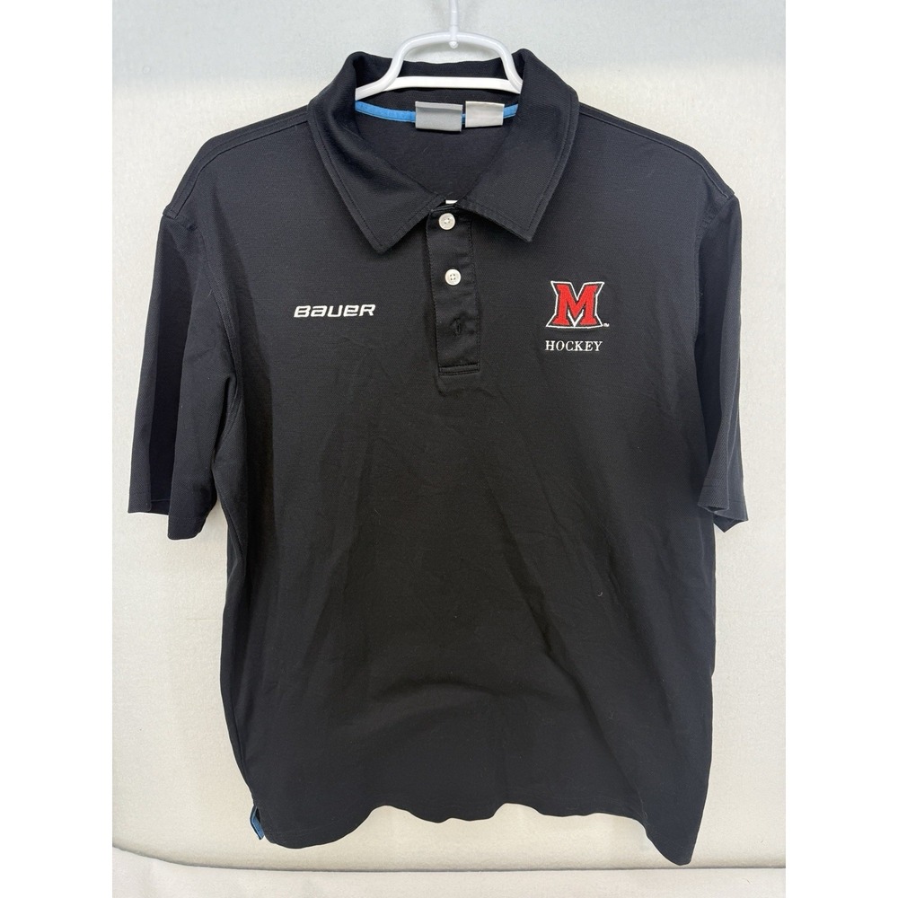 Bauer Hockey Men's Black Miami‎ RedHawks Short Sleeve Polo Size Large